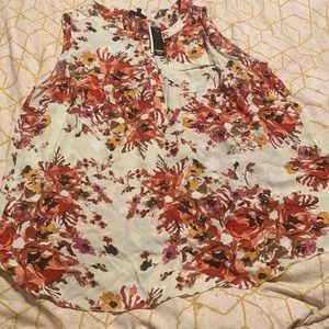 Premise Pleated Back Sunset Floral Blouse 2X